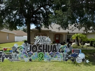 Colorful Birthday Yard Display in Palm Coast